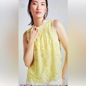 Darling little Maeve pineapple 🍍 blouse with lace detail.  Flatters everyone!